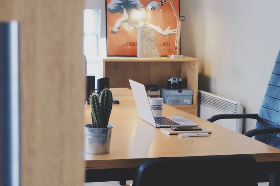 An empty, tidy home office desk